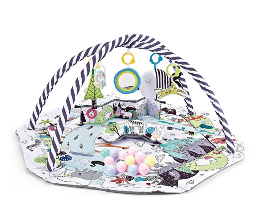 8-in-1 Babyspielteppich mit 6 Abnehmbaren Sensorischen Spielzeugen – Fördert Motorik und Sinne, Waschbar und Weich 8