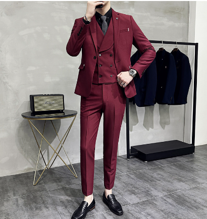 Variant image for Men's 3-Piece Suit Navy Size M Polyester for Weddings or Formal Events-10