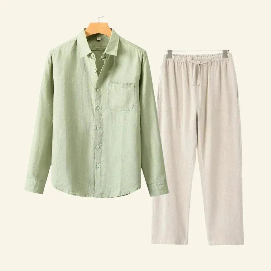 Variant image for Herren Set Bluse und Hose Leinen Vielseitig für Jede Jahreszeit-22
