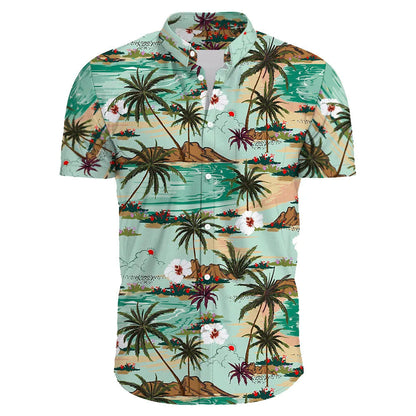 Variant image for Herren Hemd Übergröße Bohemian Blumenmuster Baumwolle Sommer Hemd-37