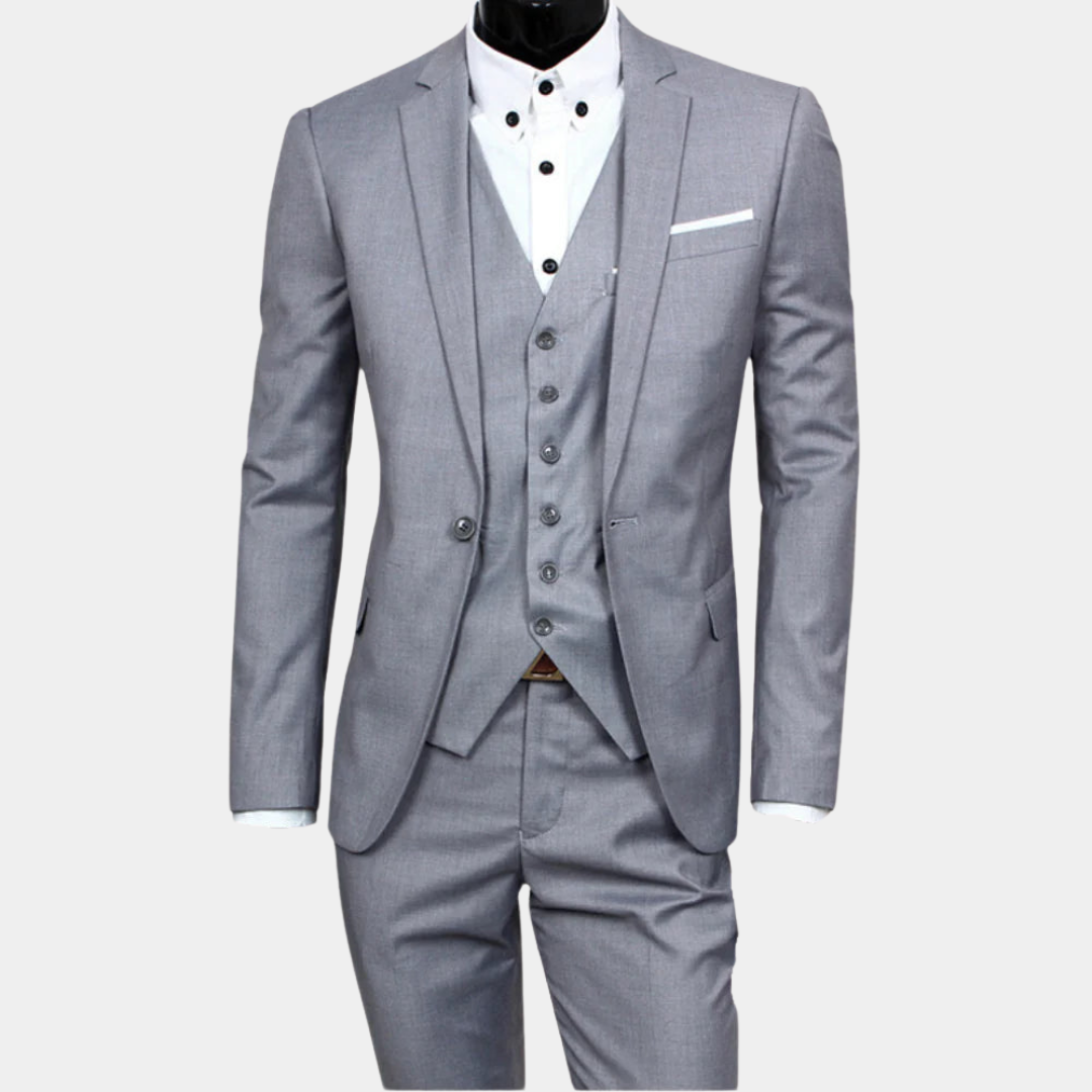 Alexander Slim-Fit 3-Piece Men's Suit for Weddings & Formal Events-3