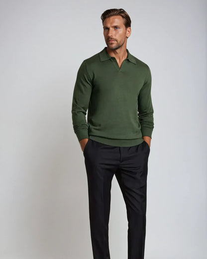 Ethan | Stylish Elegant Long Sleeve Polo Shirt 2