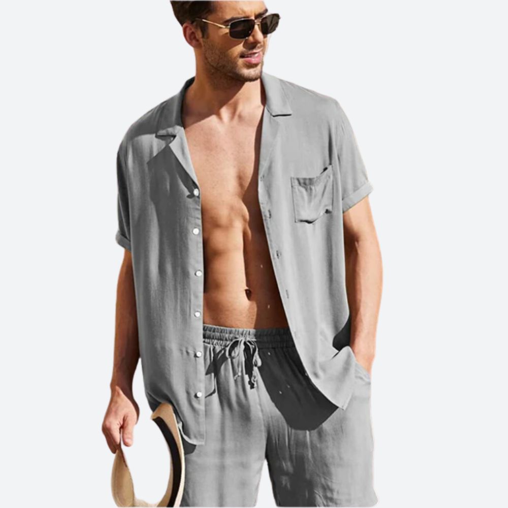 Variant image for Herren Set Grau Größe M Baumwolle – Lässiges Sommer Outfit für Männer-11