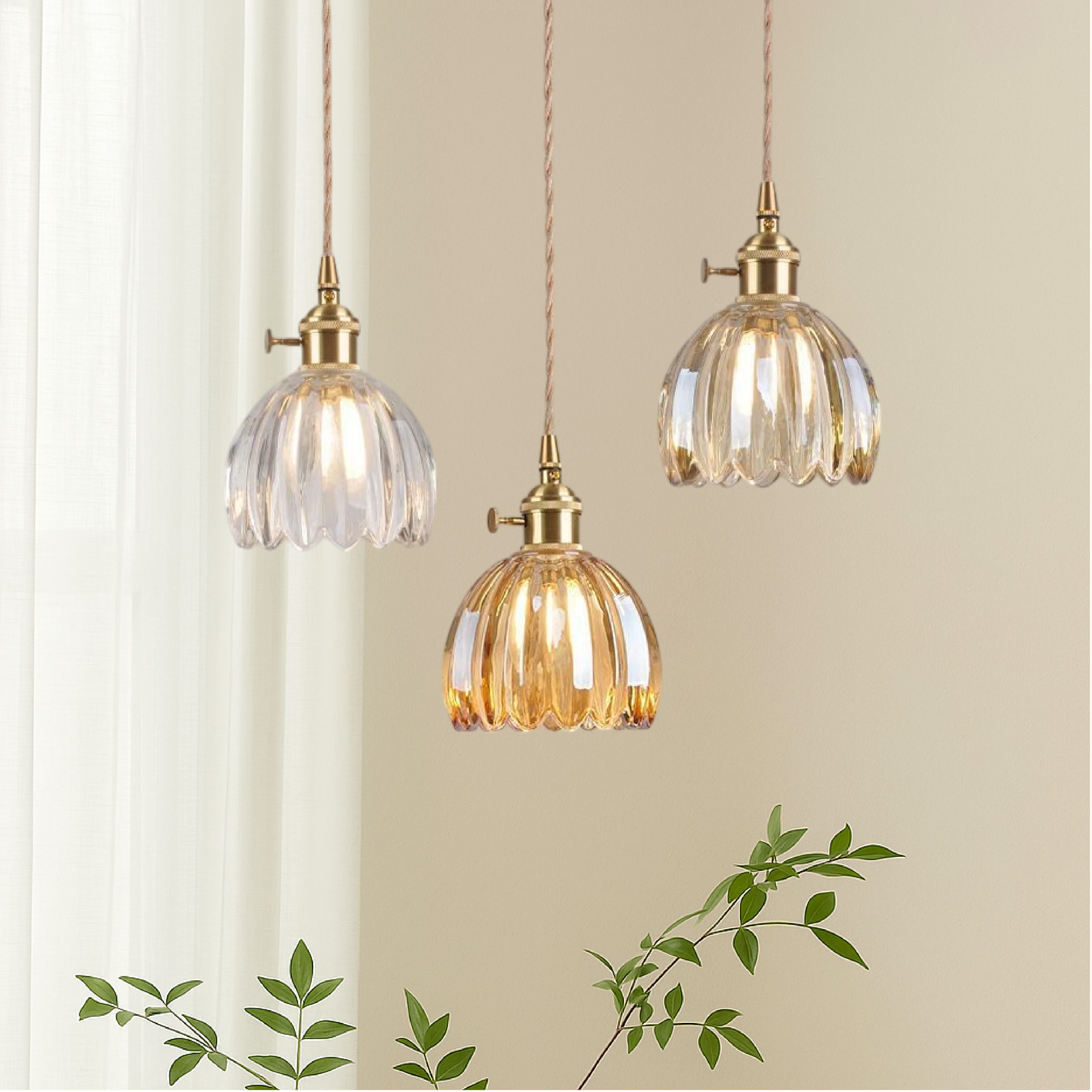 Aeruna | Japanische Glas-Pendelleuchte im Vintage-Stil 5