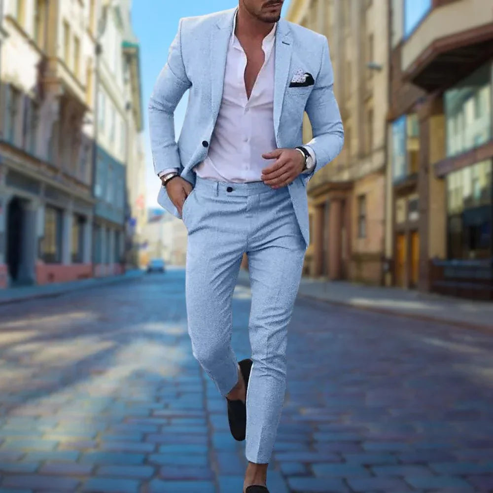 Variant image for Victor Slim Fit Men's Linen Suit for Weddings & Formal Events-36