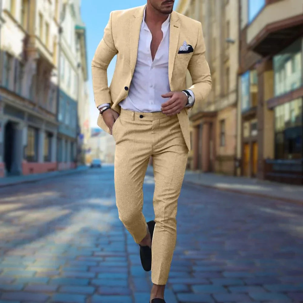 Variant image for Victor Slim Fit Men's Linen Suit for Weddings & Formal Events-1