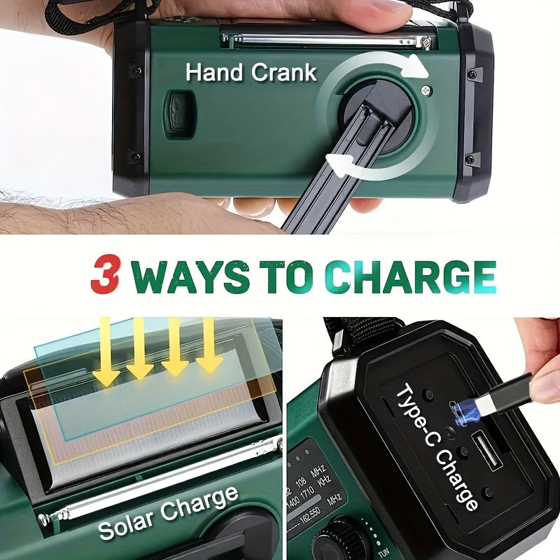 All-in-One-Notfallradio mit Taschenlampe, Solarpanel, USB-Ladegerät und NOAA-Wetterzugang – Kompaktes Überlebensgerät 3