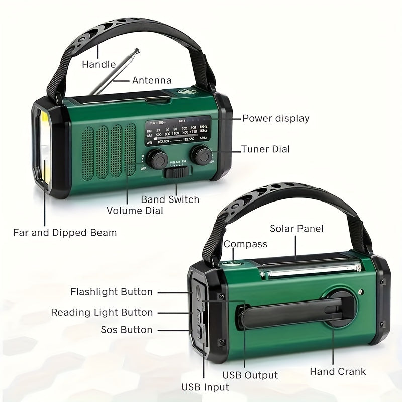 All-in-One-Notfallradio mit Taschenlampe, Solarpanel, USB-Ladegerät und NOAA-Wetterzugang – Kompaktes Überlebensgerät 4