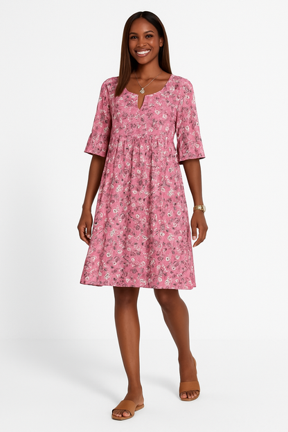 Damen Kleid Blau Größe M Polyester Festlich Blumenmuster-2