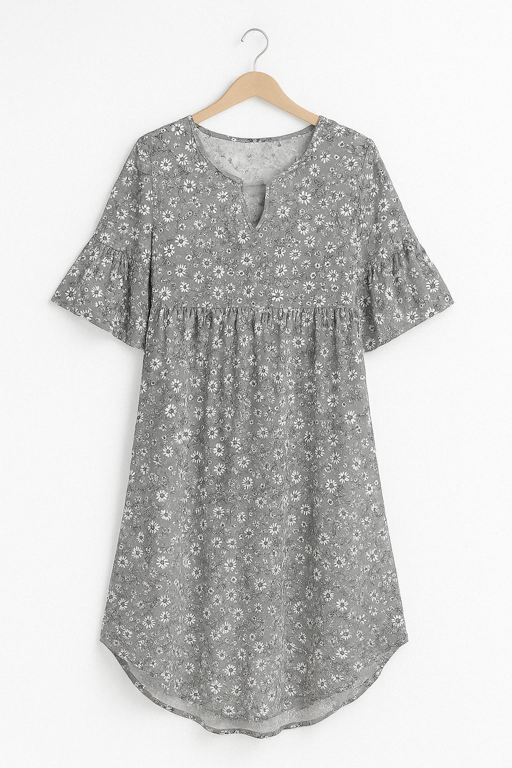 Damen Kleid Blau Größe M Polyester Festlich Blumenmuster-6