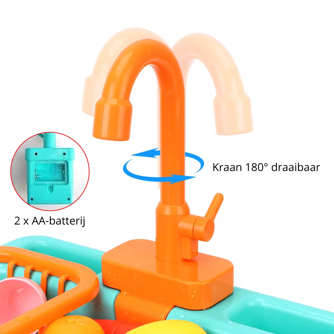 Aquaplay Spielzeug-Waschtisch mit Wasserhahn – Kreatives Lernspielzeug für Kinder ab 3 Jahren mit Geschirr und Gemüse 2