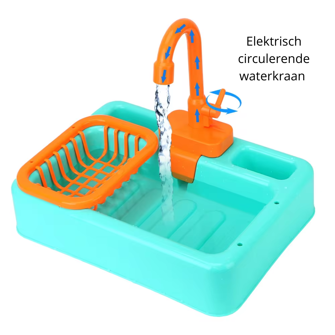 Aquaplay Spielzeug-Waschtisch mit Wasserhahn – Kreatives Lernspielzeug für Kinder ab 3 Jahren mit Geschirr und Gemüse 3