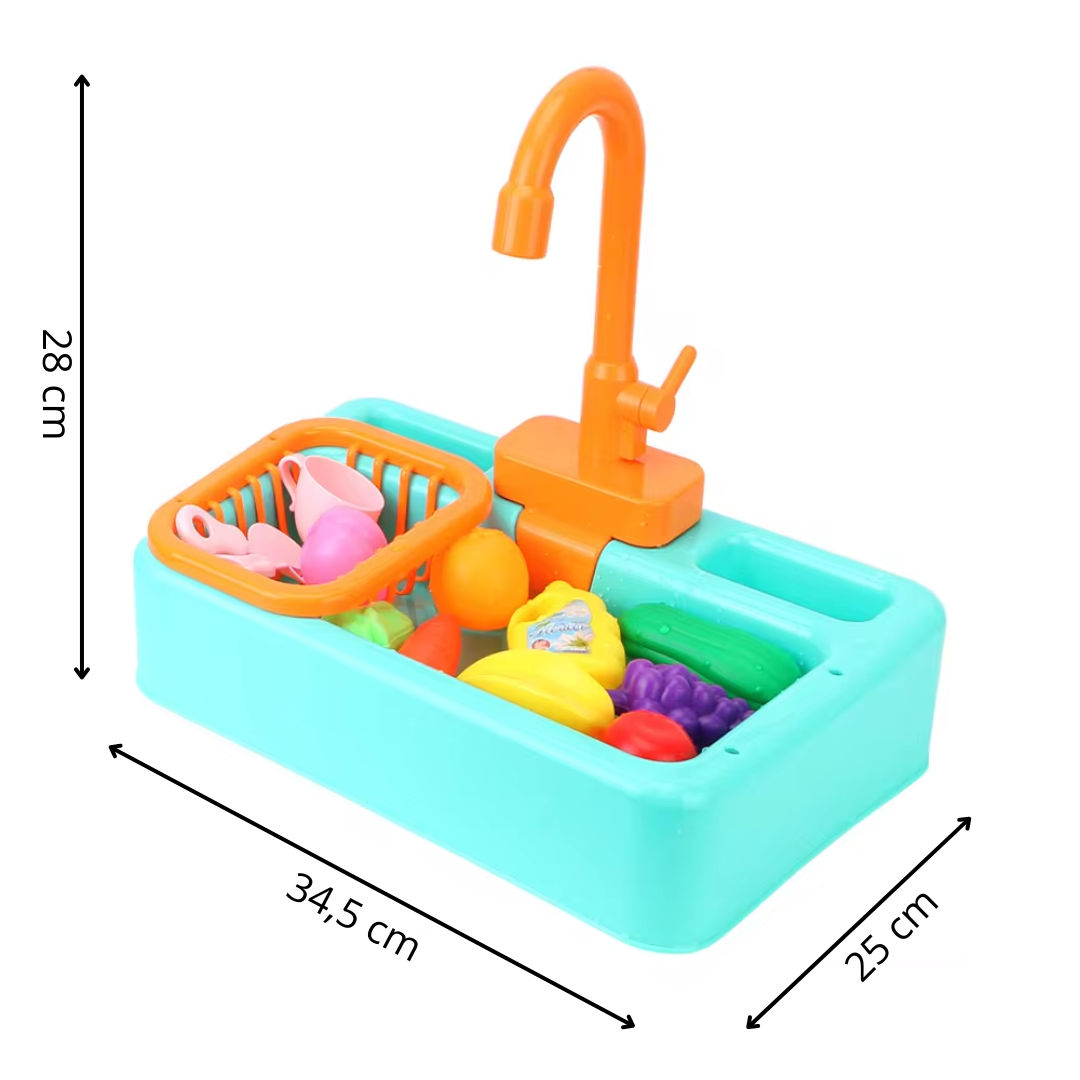 Aquaplay Spielzeug-Waschtisch mit Wasserhahn – Kreatives Lernspielzeug für Kinder ab 3 Jahren mit Geschirr und Gemüse 4