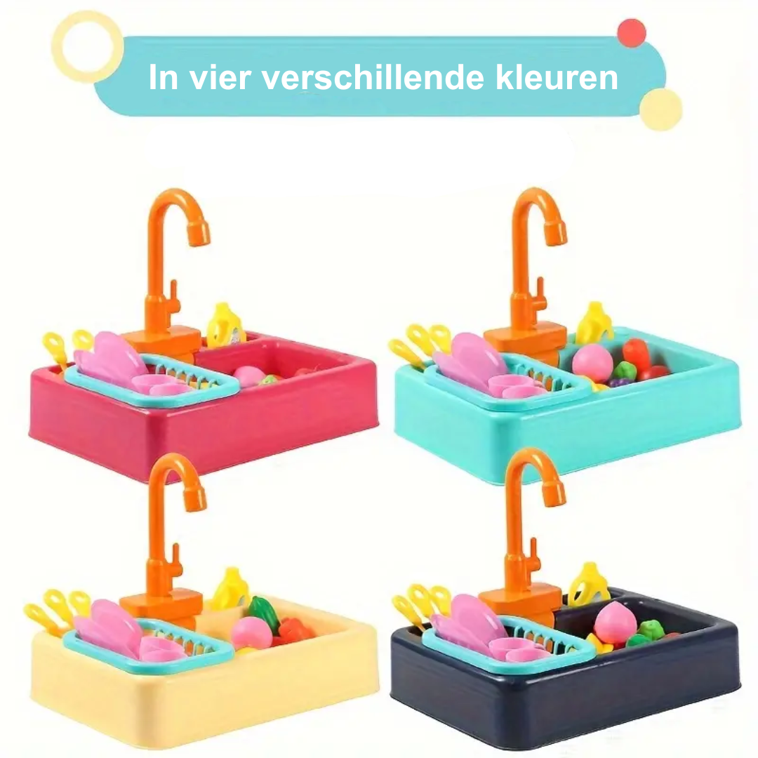 Aquaplay Spielzeug-Waschtisch mit Wasserhahn – Kreatives Lernspielzeug für Kinder ab 3 Jahren mit Geschirr und Gemüse 5