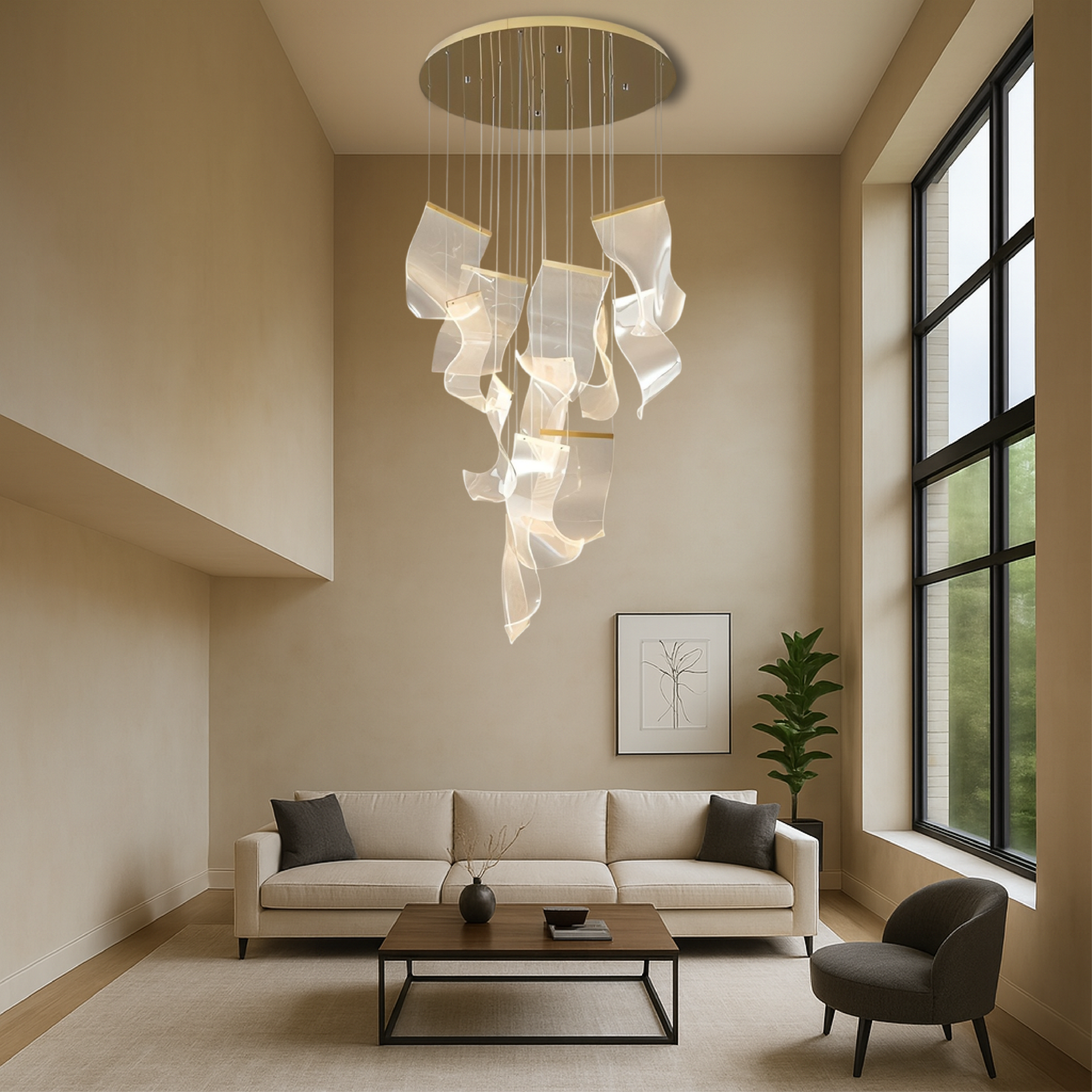 Archinea | Treppenleuchter aus Acryl in Gold für moderne Innenräume 3