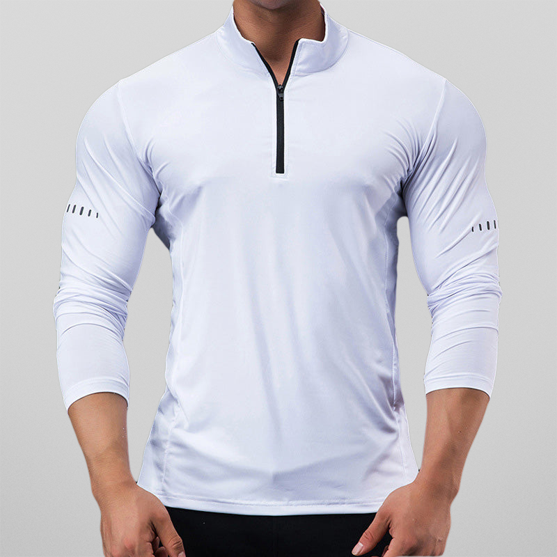 Herren Sporthemd Slim Fit Atmungsaktiv Stretchmaterial Reißverschluss-2