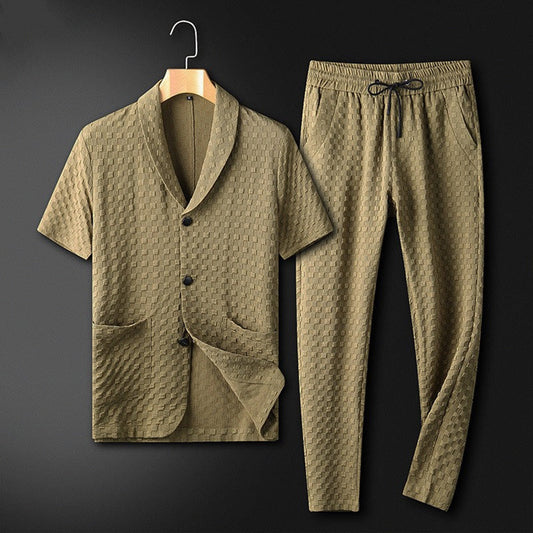 Herren Set Blau Größe M Polyester – Elegantes Sommer Outfit für Männer-1