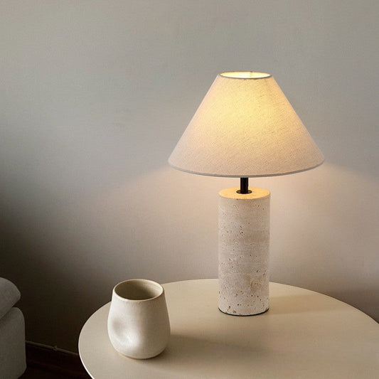 Artisanel | Lorie Marmor + Leinen Tischlampe für minimalistisches Interieur 0