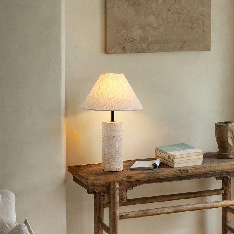 Artisanel | Lorie Marmor + Leinen Tischlampe für minimalistisches Interieur 2