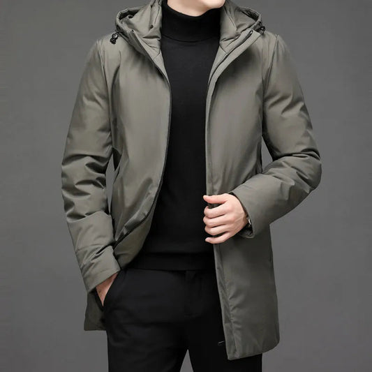 Asher | Klassische Herren Winter Pufferjacke mit Reißverschluss und Kapuze 0