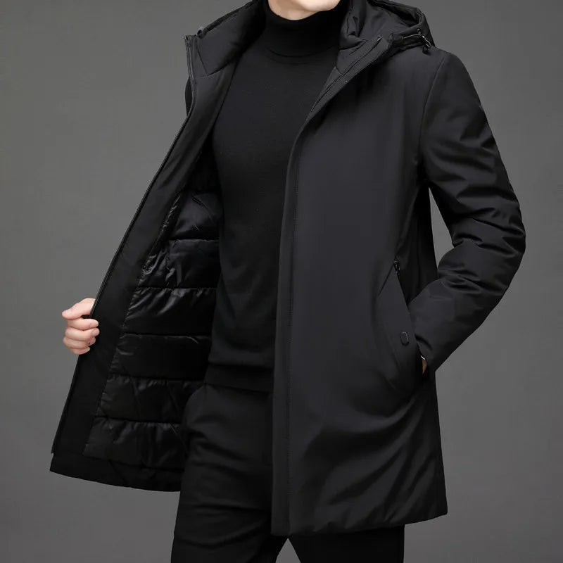 Asher | Klassische Herren Winter Pufferjacke mit Reißverschluss und Kapuze 4