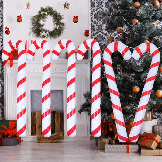 Aufblasbare Weihnachtsdekoration Set von 4 Zuckerstangen 87 cm PVC für Außenbereich 0