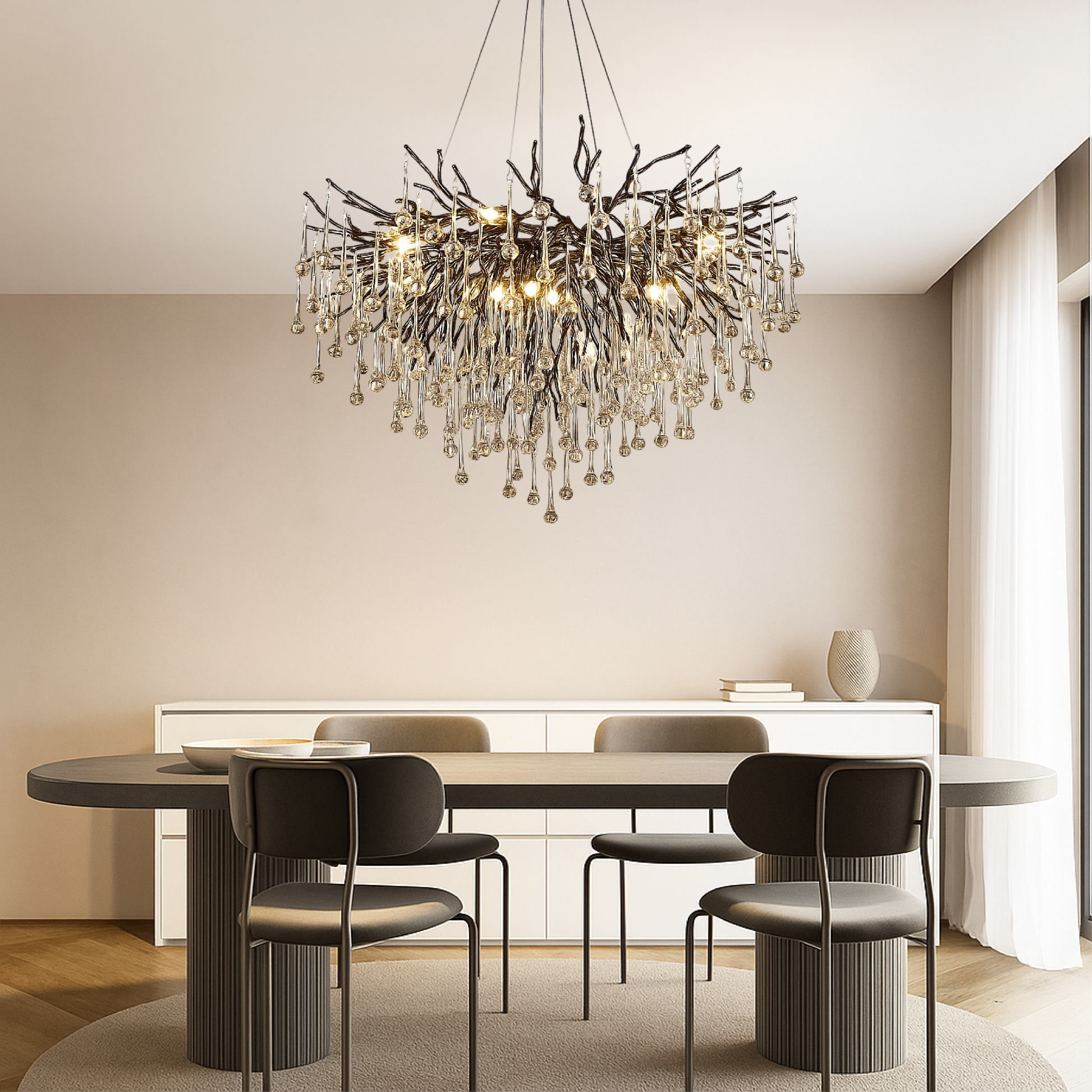 Auronix | Luxuriöser schwarzer Regentropfen-Kronleuchter für moderne Eleganz 3