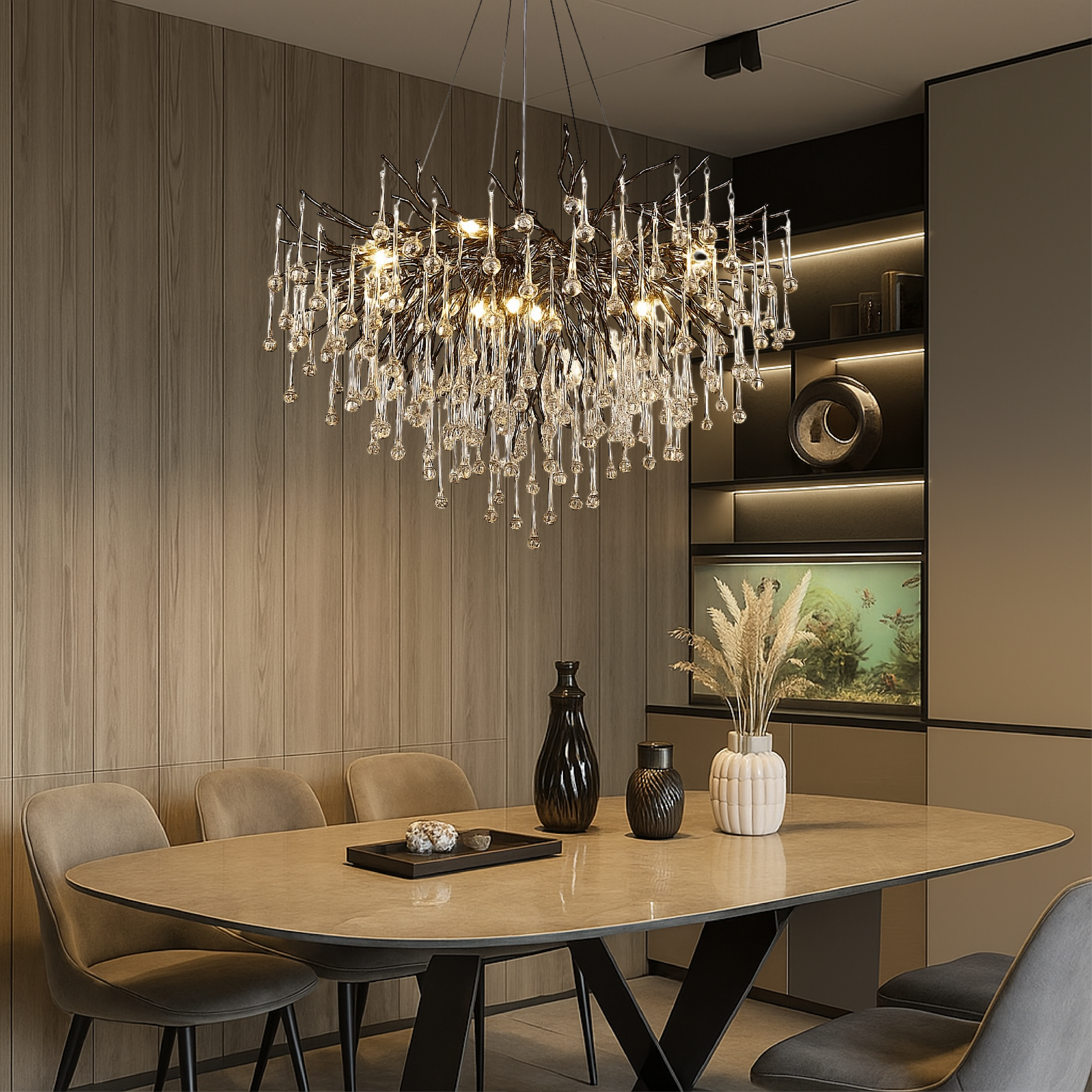 Auronix | Luxuriöser schwarzer Regentropfen-Kronleuchter für moderne Eleganz 4