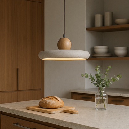 Aurvra | Moderne, schlichte Hängelampe aus Travertinholz 1