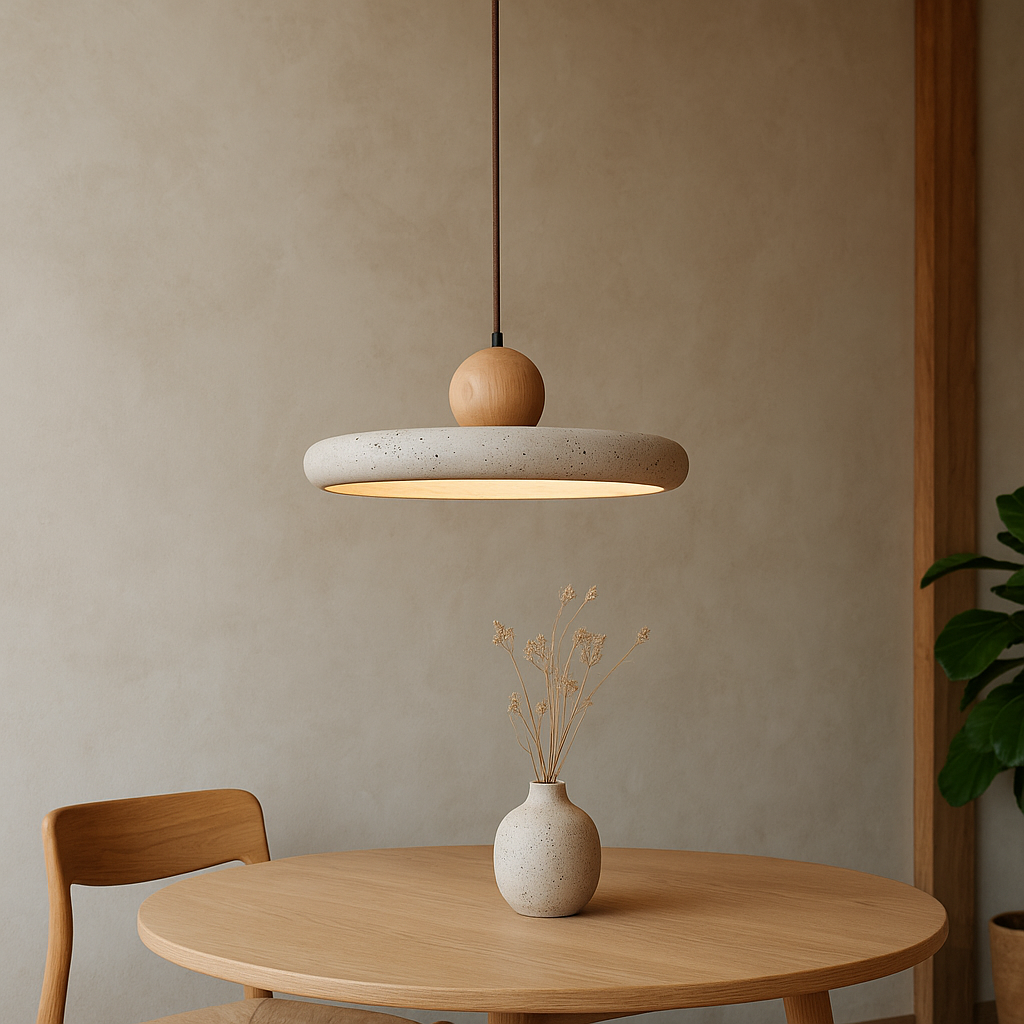 Aurvra | Moderne, schlichte Hängelampe aus Travertinholz 3
