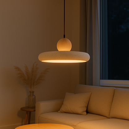 Aurvra | Moderne, schlichte Hängelampe aus Travertinholz 4