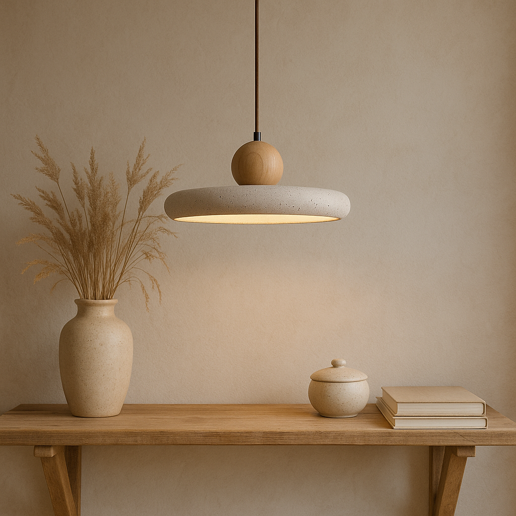 Aurvra | Moderne, schlichte Hängelampe aus Travertinholz 5