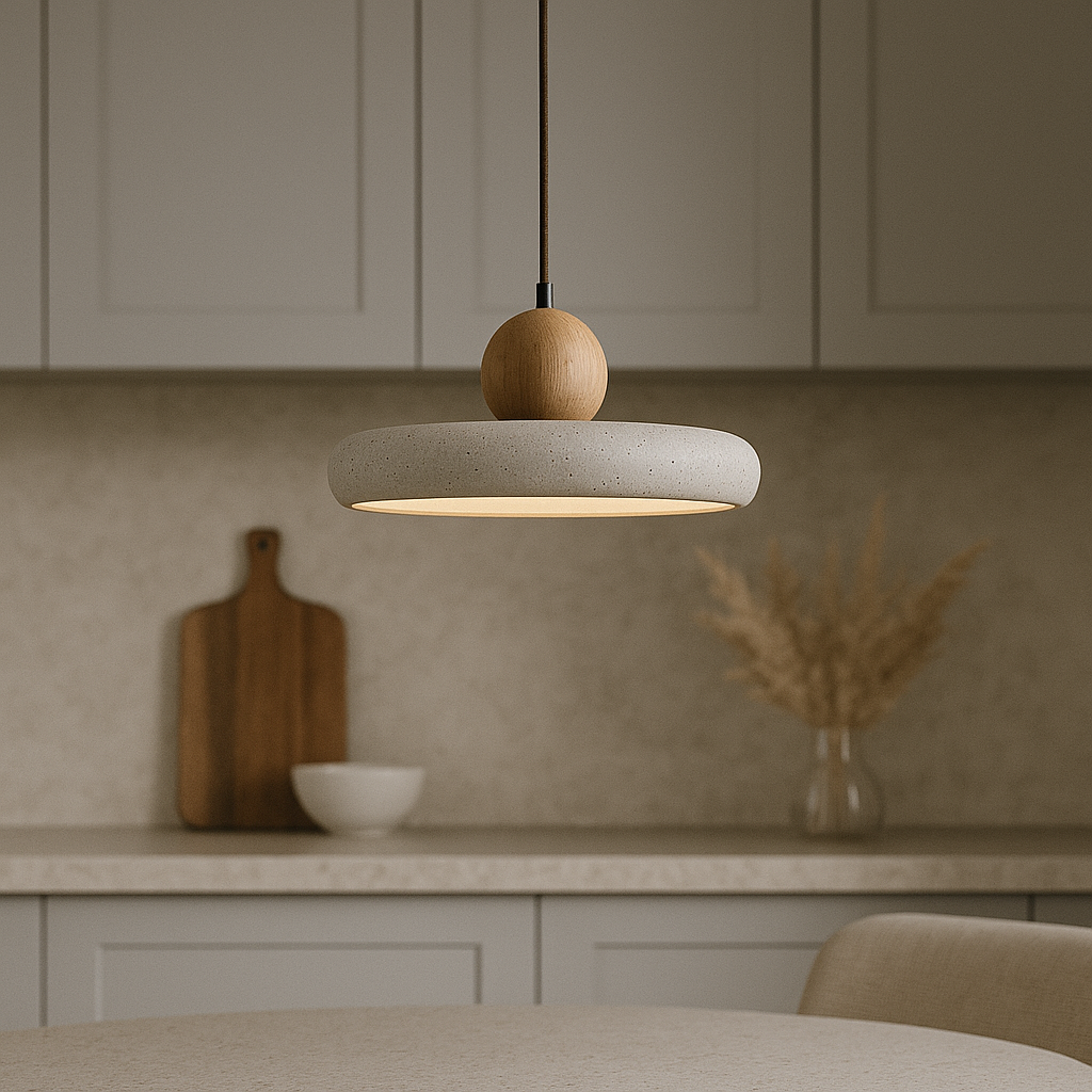 Aurvra | Moderne, schlichte Hängelampe aus Travertinholz 7