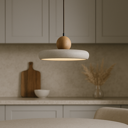 Aurvra | Moderne, schlichte Hängelampe aus Travertinholz 7
