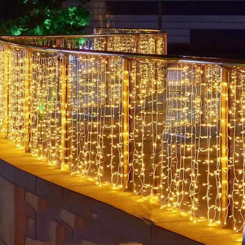 Außenbeleuchtung Solar Eiszapfen Lichtkranz Wasserdicht 8 Modi für Garten Terrasse 300cm 500cm 600cm 1000cm 2