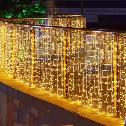 Außenbeleuchtung Solar Eiszapfen Lichtkranz Wasserdicht 8 Modi für Garten Terrasse 300cm 500cm 600cm 1000cm 2