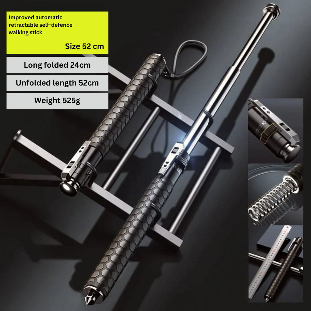 Automatic walking stick for self-defense – safety for every adventure