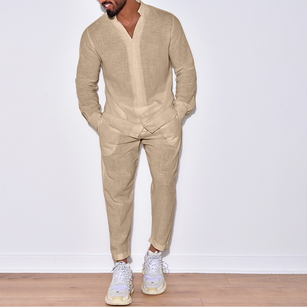 Herren Freizeitset Beige Größe M Polyester-4