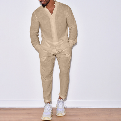 Herren Freizeitset Beige Größe M Polyester-4