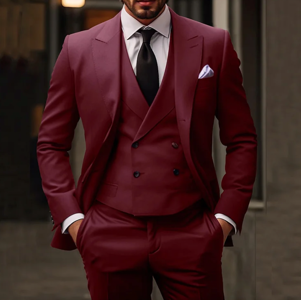 Variant image for Men's Suit Black 3-Piece Size M Polyester-25