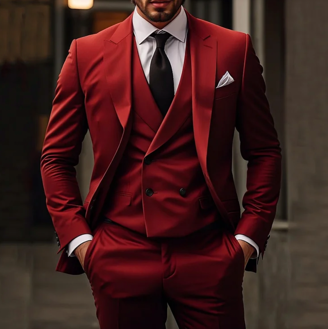 Variant image for Men's Suit Black 3-Piece Size M Polyester-33