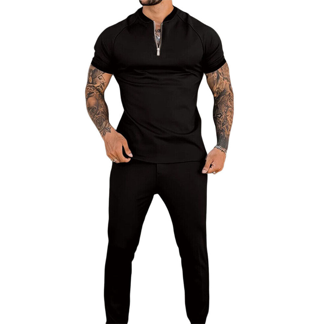 Herren Set Grau Größe M Polyester Slim Fit Casual-2