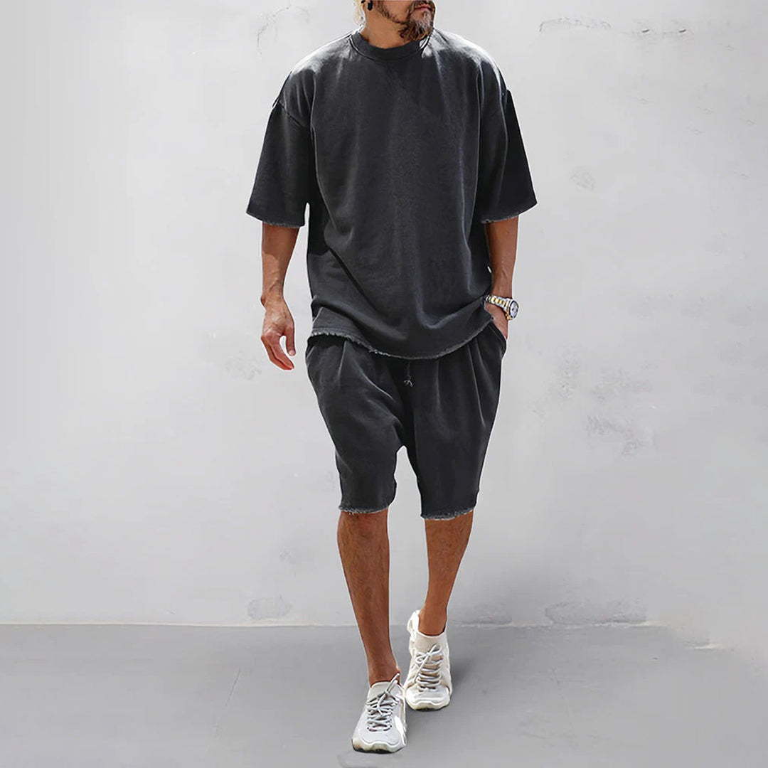 Variant image for Herren Set Hellgrau Größe M Polyester – Lässiges Freizeitoutfit für Sommeraktivitäten-4