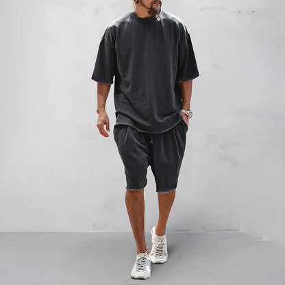 Variant image for Herren Set Hellgrau Größe M Polyester – Lässiges Freizeitoutfit für Sommeraktivitäten-4