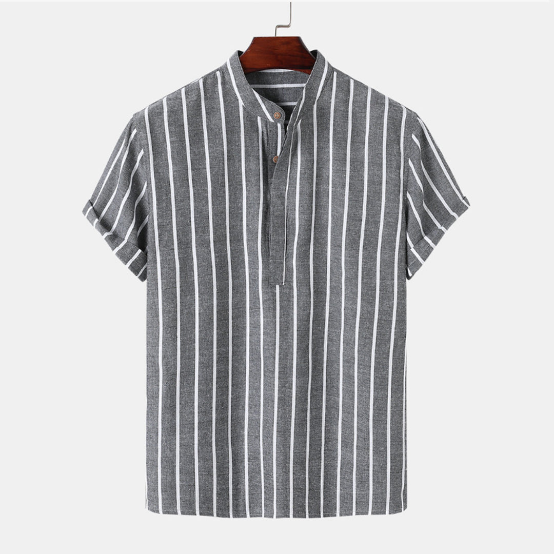 Herren Hemd Gestreift Casual Bequem Baumwolle-3
