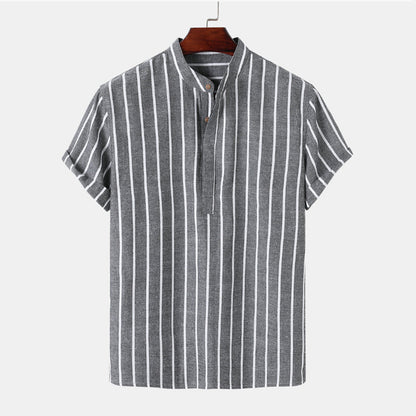 Herren Hemd Gestreift Casual Bequem Baumwolle-3