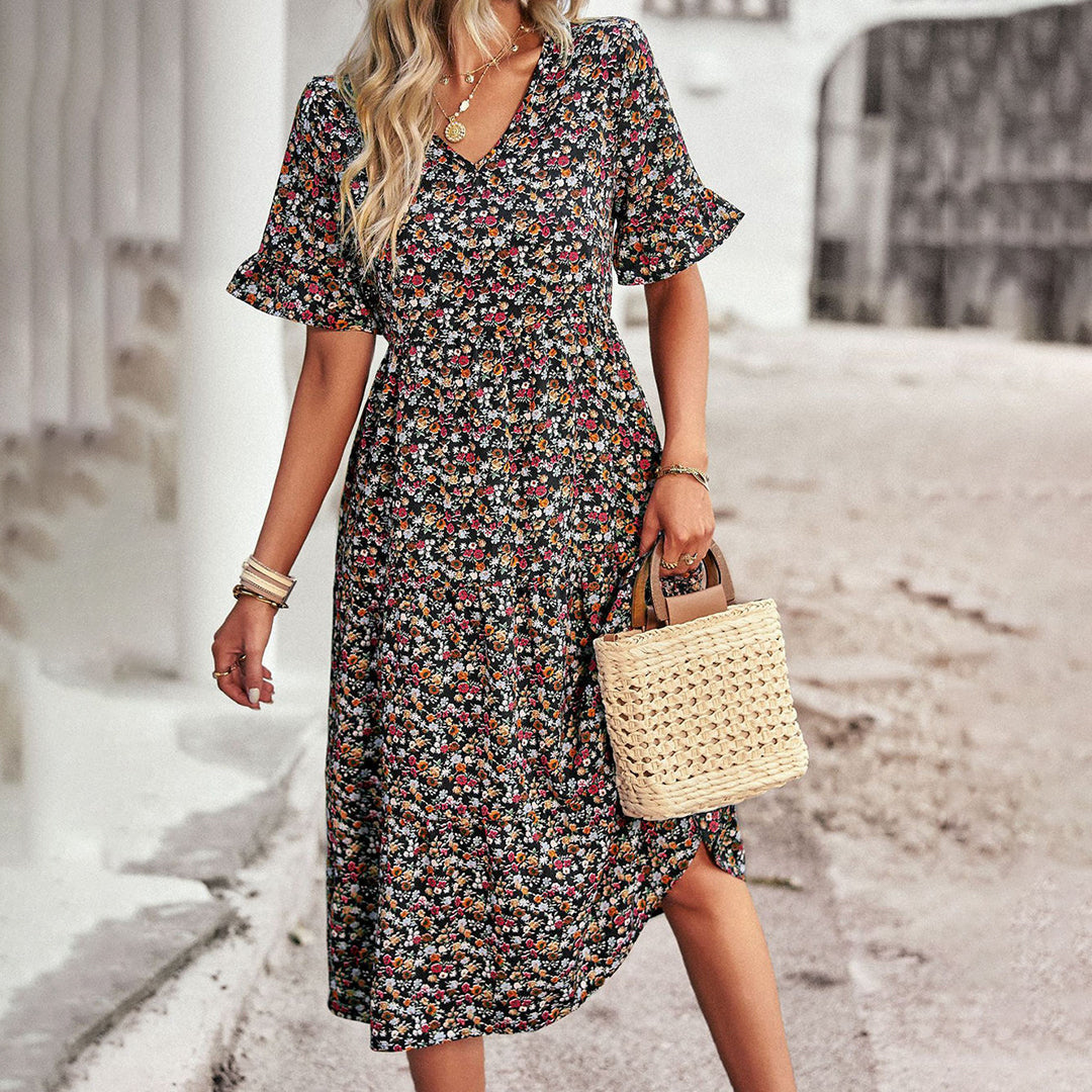 Variant image for Emery - Damenkleid Blumenmidi aus Leichtem Polyester für Sommerlooks-5