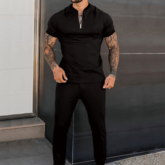 Herren Casual Set Grau Größe M Polyester Slim Fit-1