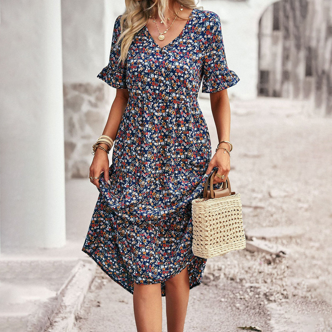 Variant image for Emery - Damenkleid Blumenmidi aus Leichtem Polyester für Sommerlooks-9
