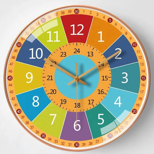 Bunte Kinderwanduhr aus ABS-Kunststoff – Fördert Selbstständigkeit und Zeitwahrnehmung für Kinder ab 2 Jahren 0